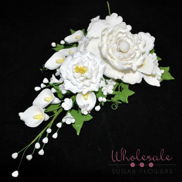 10" Peony, Calla Lily and Apple Blossom Bunch