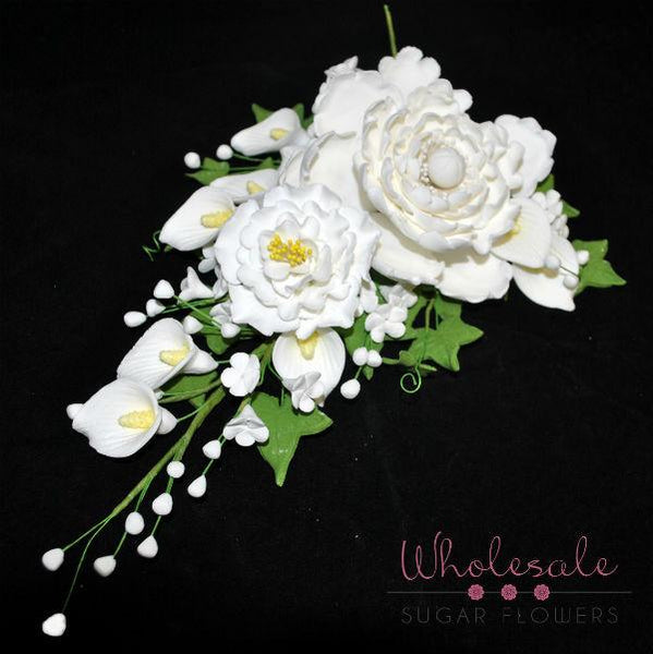 10" Peony, Calla Lily and Apple Blossom Bunch