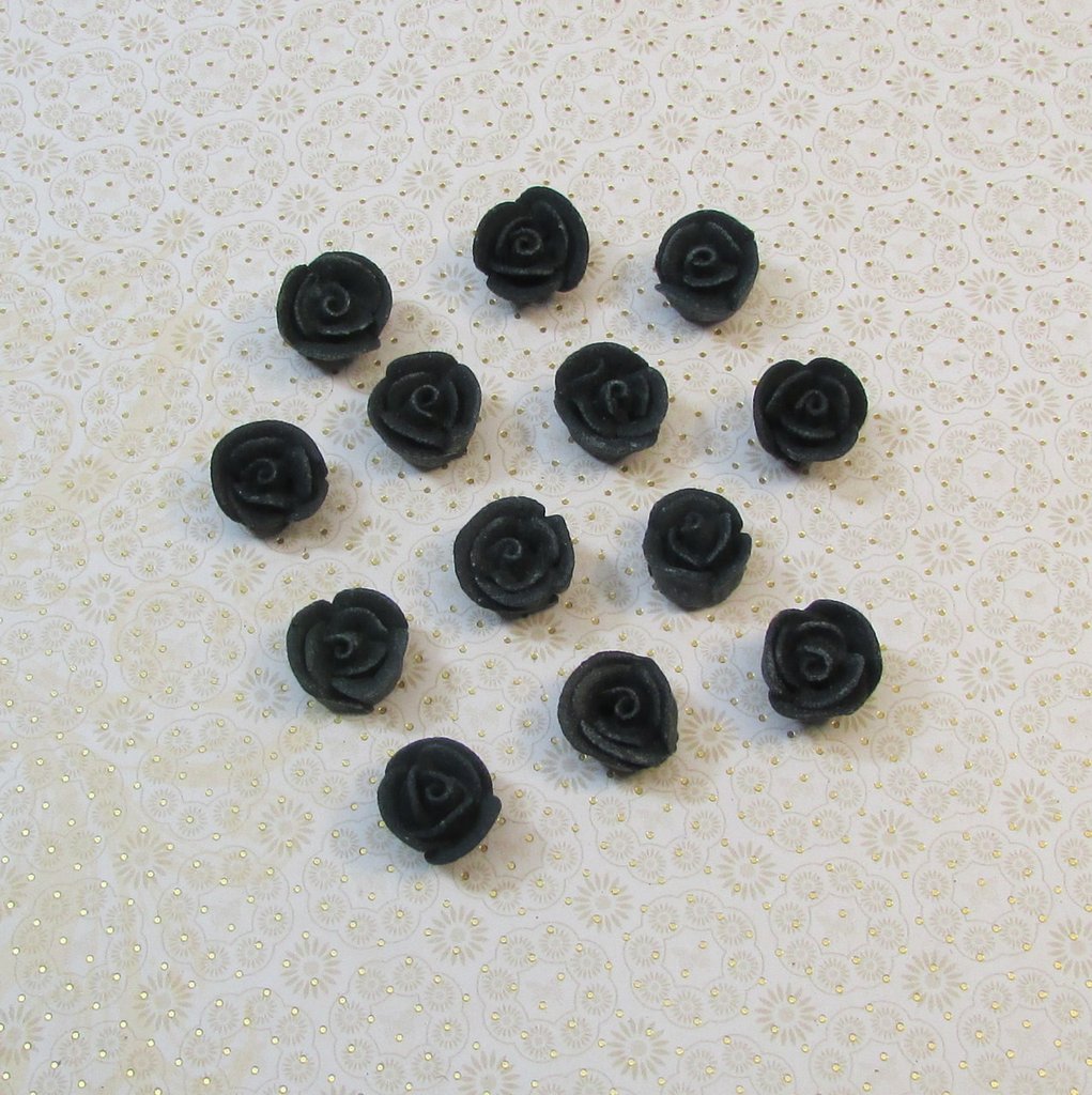 .5" Mini Classic Royal Icing Rose - Black (400 per box)