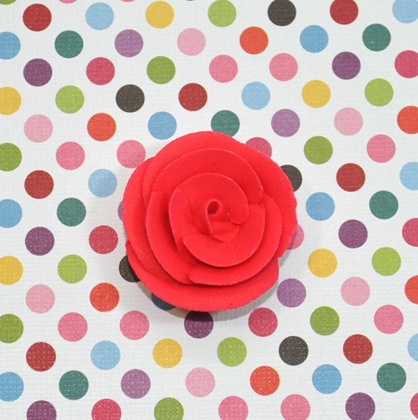 1.25" Medium Classic Royal Icing Rose - Red (32 per box)