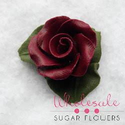 1" Rose w/ Icing Leaves - Burgundy (90 per box)